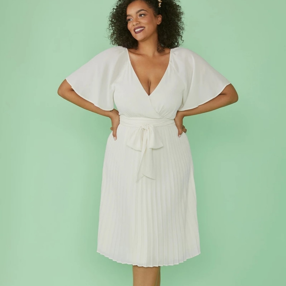Modcloth White Midi Dress Elated in Love 16 A-line